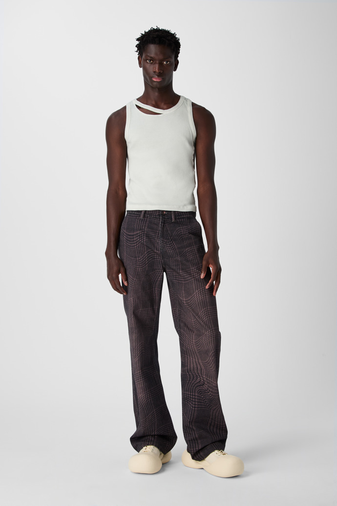 CUT-OUT RIBBED TANK TOP Hellgrau