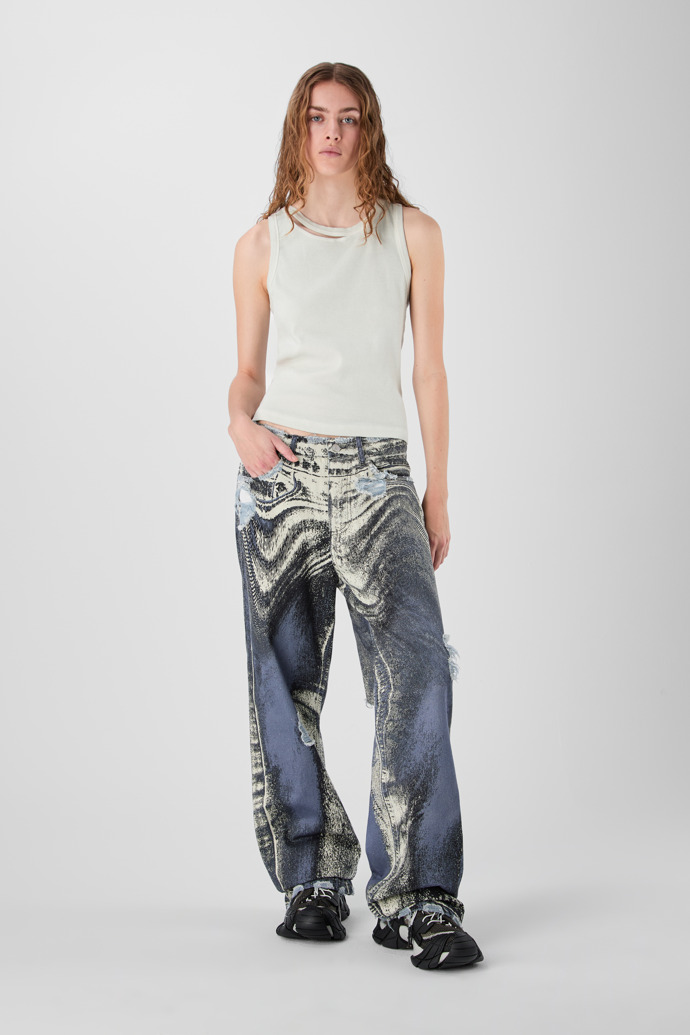 CUT-OUT RIBBED TANK TOP Gris claro