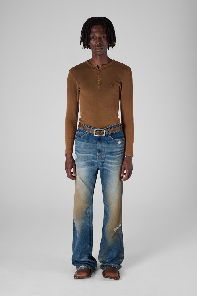 WASHED FLARED JEANS BLUE