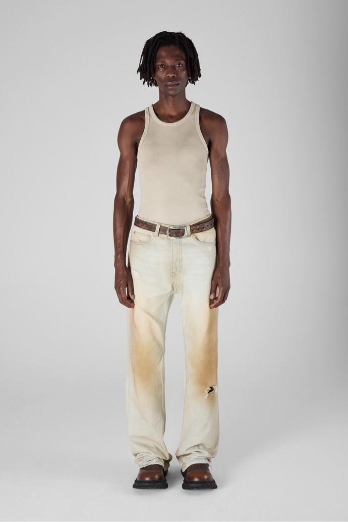 WASHED FLARED JEANS OFF WHITE