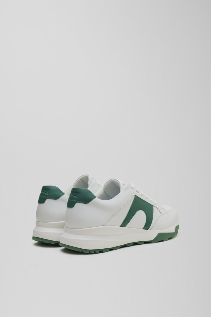 Back view of Spackler White and green leather golf sneakers