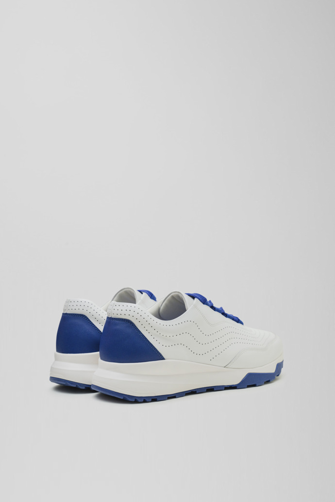 Back view of Looper White and navy leather golf sneakers
