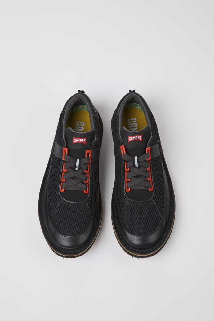Overhead view of ReCrafted Black textile shoes for men