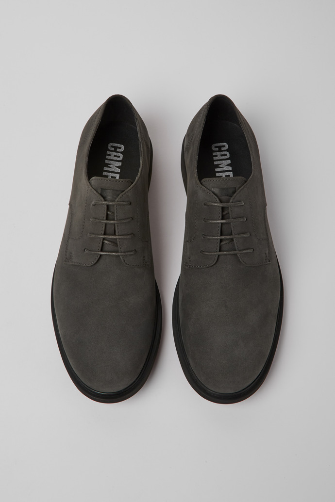 Overhead view of Neuman Grey nubuck shoes for men