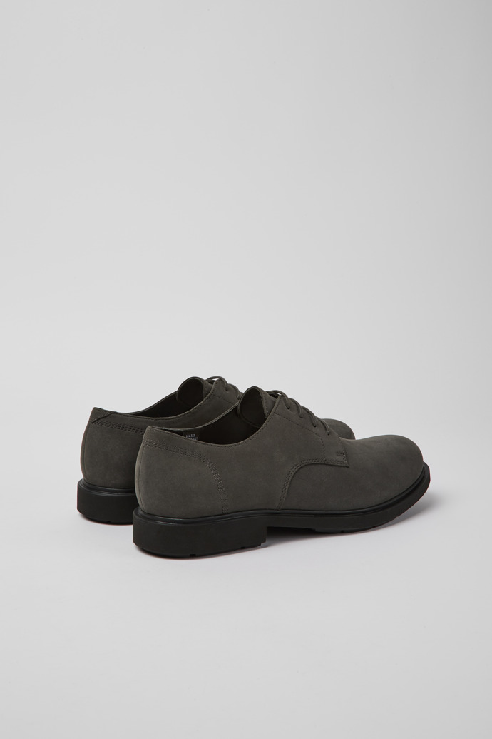 Back view of Neuman Grey nubuck shoes for men