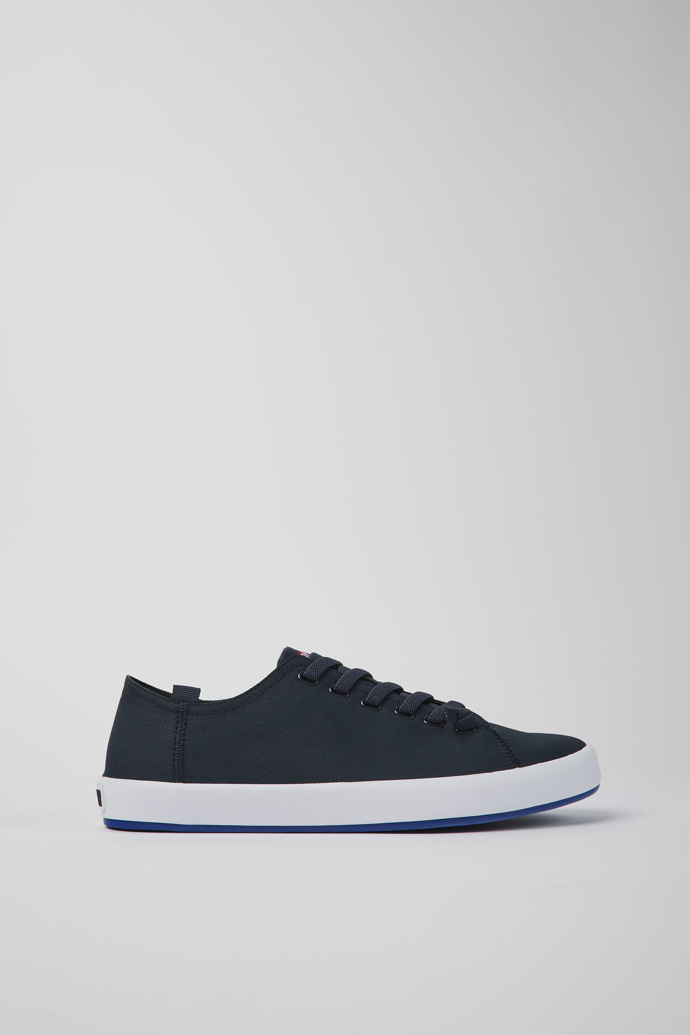Image of Side view of Andratx Blue textile shoes for men