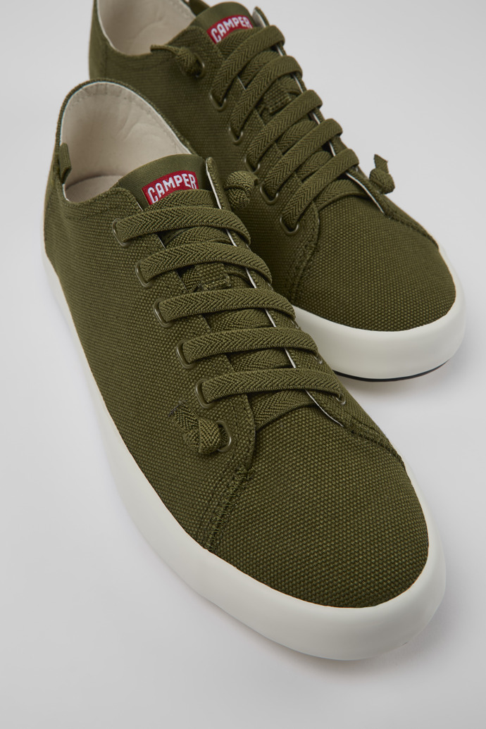 Close-up view of Andratx Green Textile Sneaker for Men