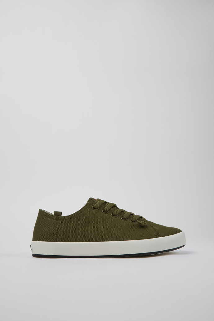 Image of Side view of Andratx Green Textile Sneaker for Men
