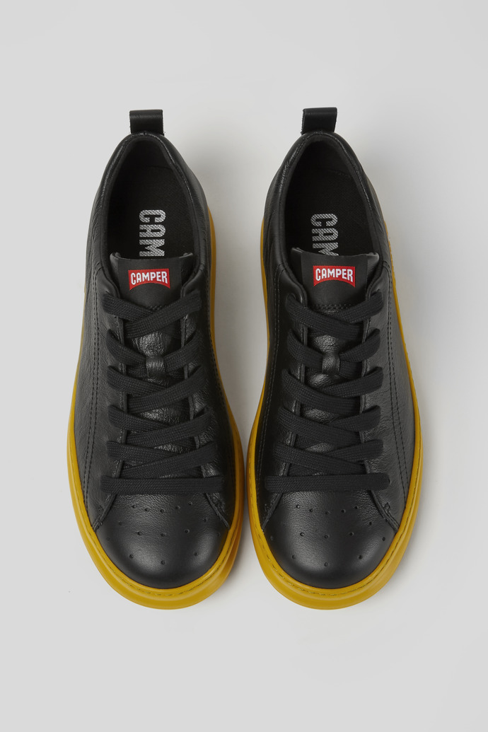 Overhead view of Runner Black leather sneakers