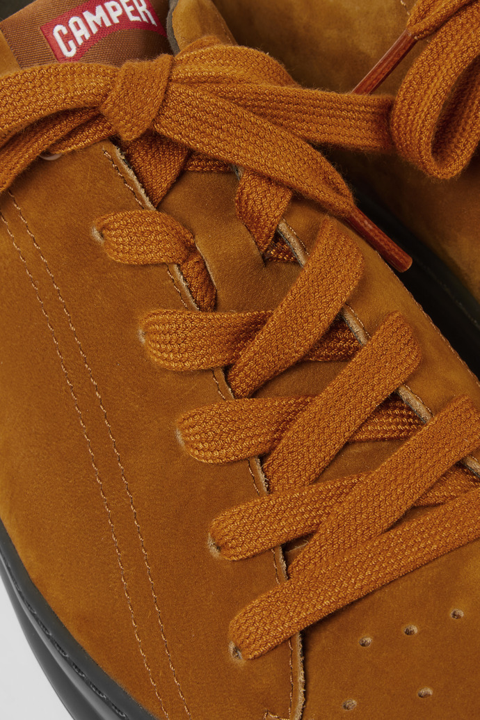 Close-up view of Runner Brown nubuck sneakers