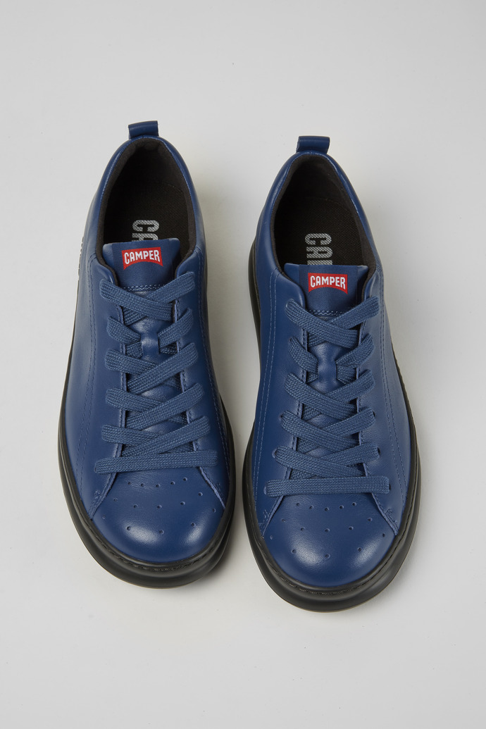 Overhead view of Runner Blue leather sneakers