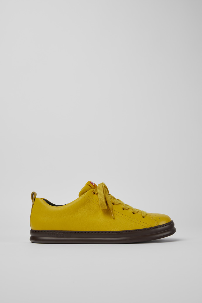 Side view of Runner Yellow leather sneakers