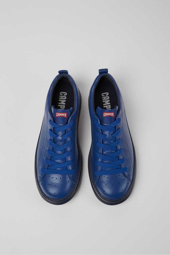 Overhead view of Runner Blue leather sneakers for men