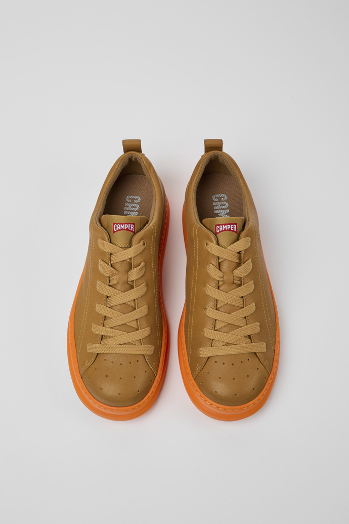 Overhead view of Runner Brown leather sneakers