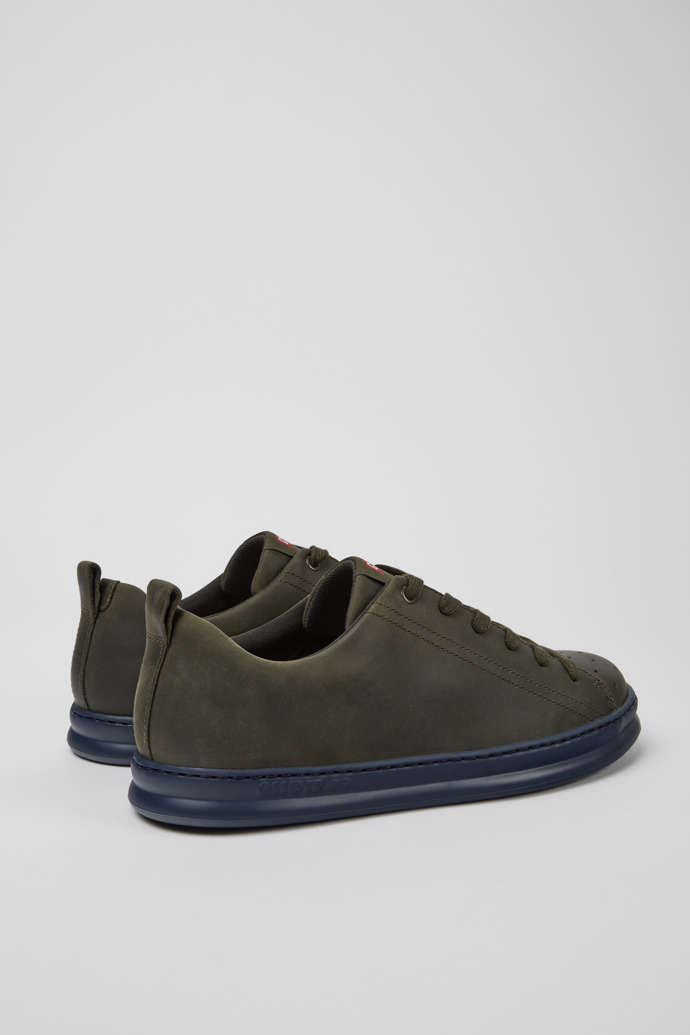 Back view of Runner Green leather sneakers for men
