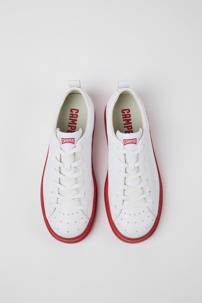 Runner Sneakers blancos y rojos de piel para hombre