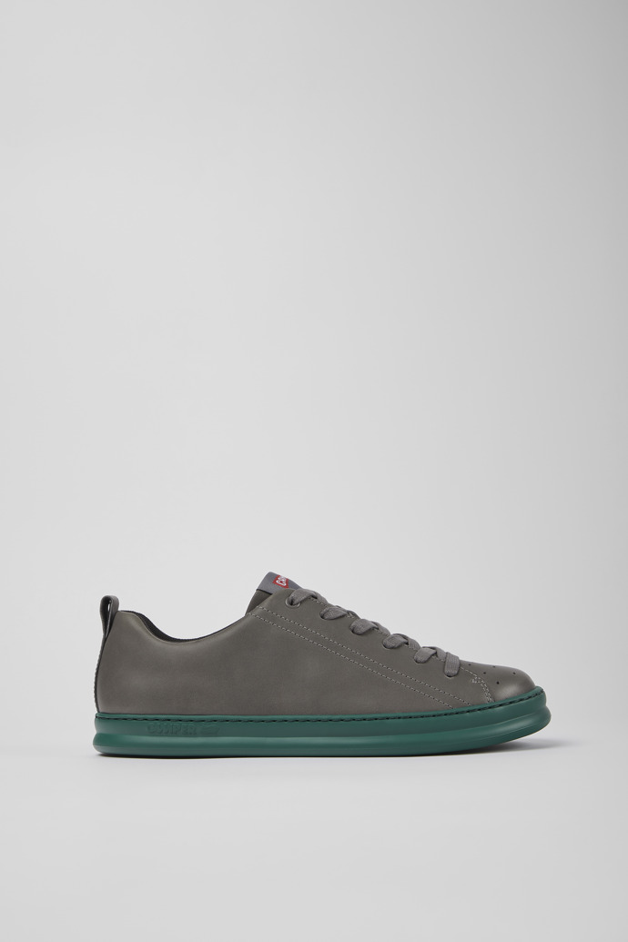 Image of Side view of Runner Gray leather sneakers for men