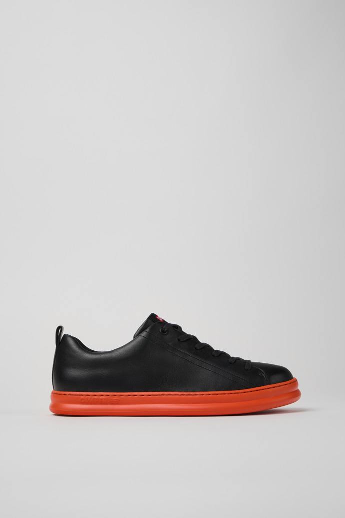 Side view of Runner Black leather sneakers for men