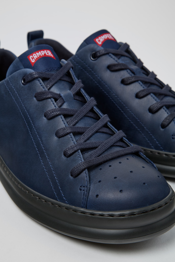 Close-up view of Runner Blue nubuck sneakers for men