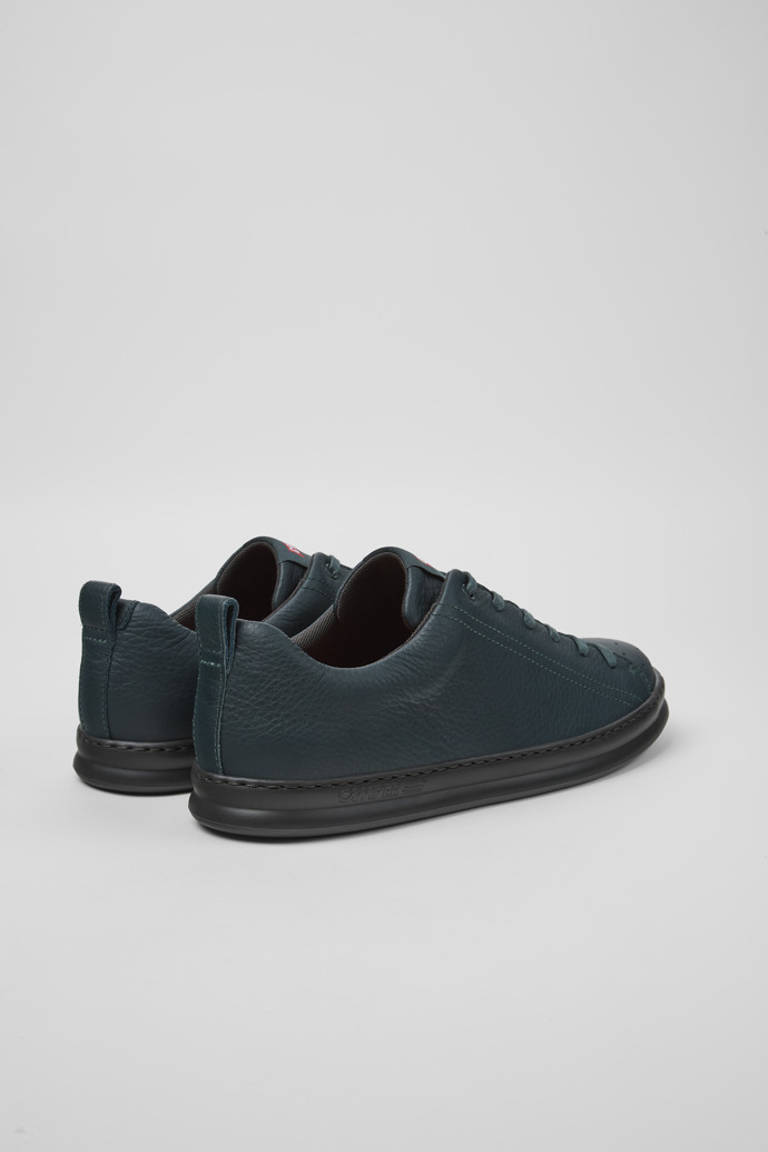 Back view of Runner Green leather sneakers for men