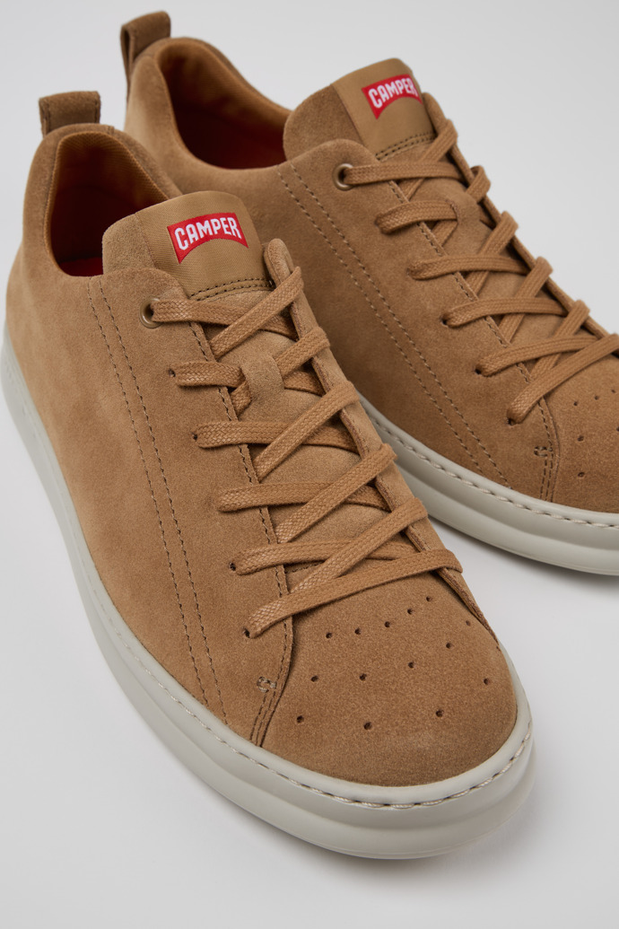 Close-up view of Runner Brown Nubuck Sneakers for Men.