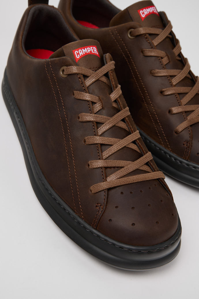 Close-up view of Runner Brown Nubuck Sneakers for Men.