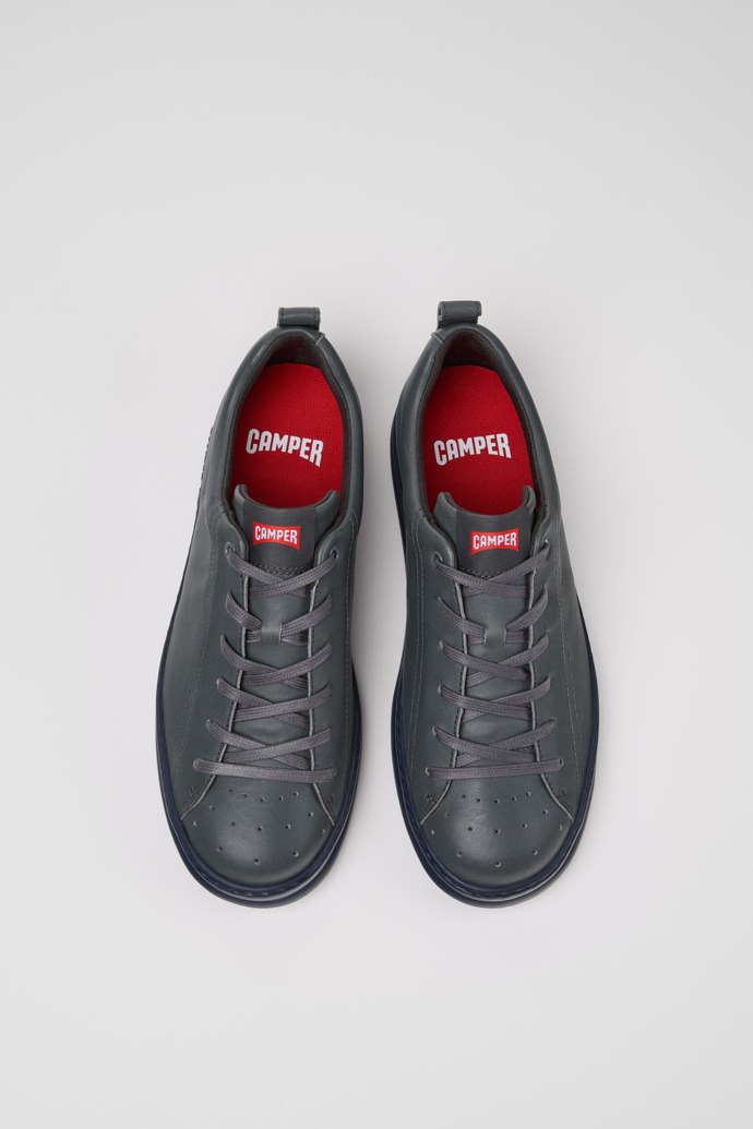 Overhead view of Runner Gray Leather Sneakers for Men.