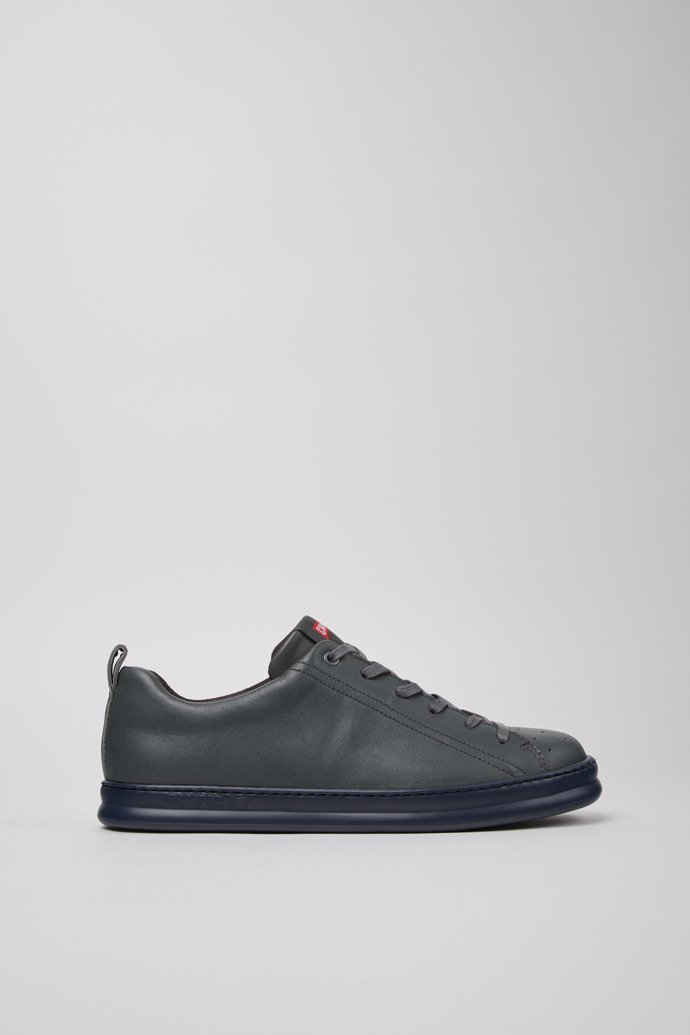 Side view of Runner Gray Leather Sneakers for Men.