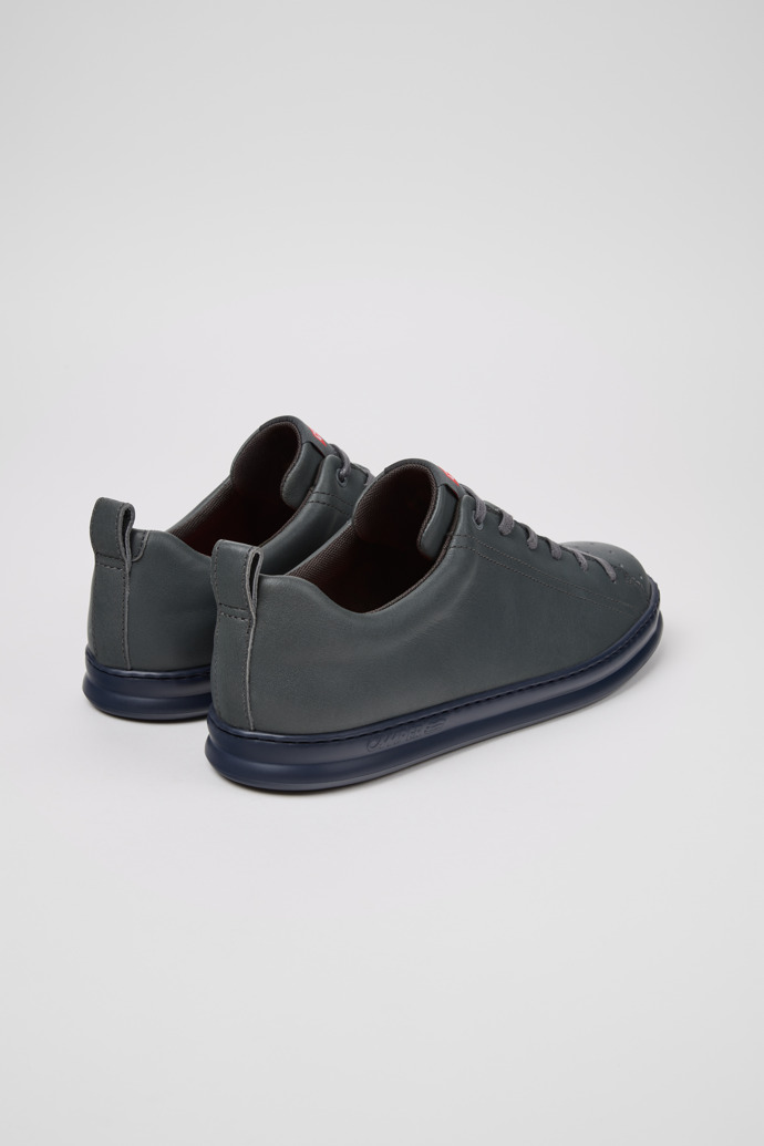 Back view of Runner Gray Leather Sneakers for Men.