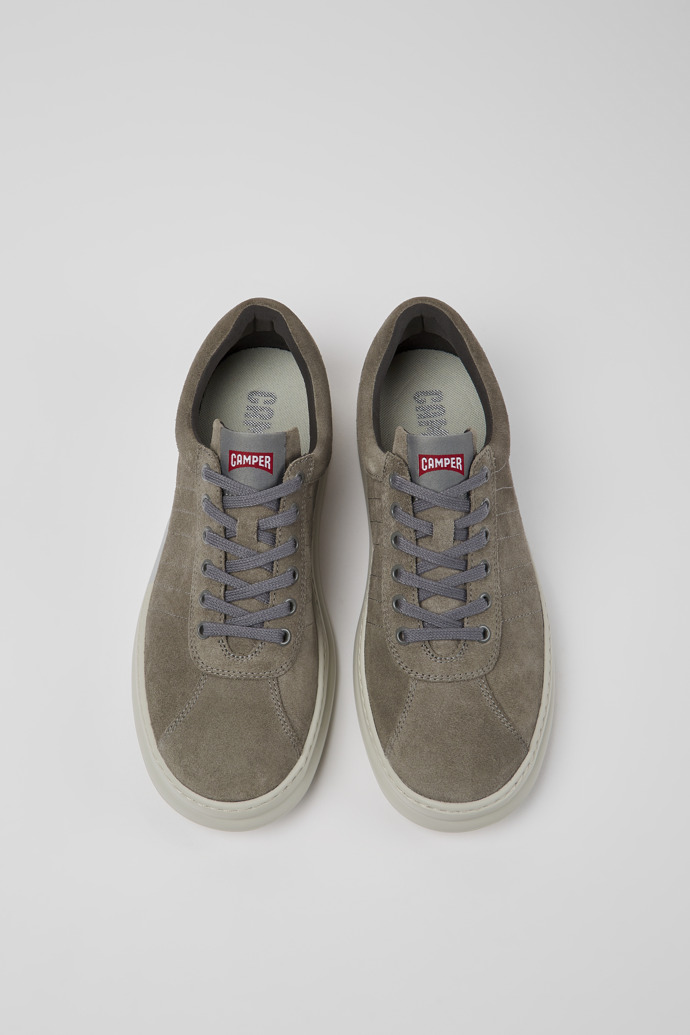 Overhead view of Runner Grey leather sneakers for men