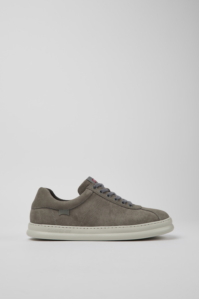 Side view of Runner Grey leather sneakers for men