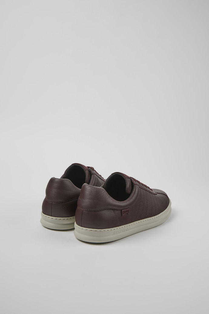 Back view of Runner Burgundy leather sneakers for men
