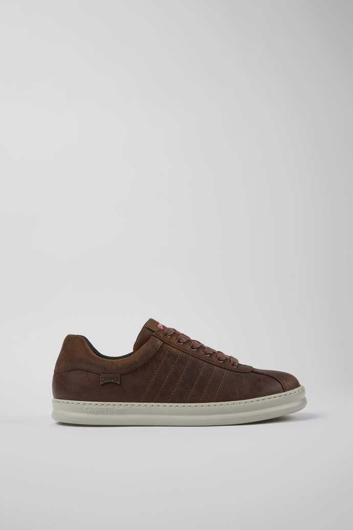 Side view of Runner Brown leather sneakers for men