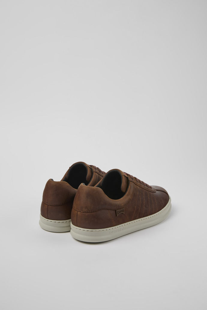 Back view of Runner Brown leather sneakers for men