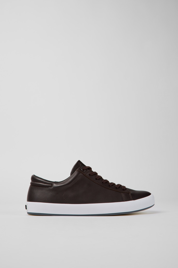 Side view of Andratx Dark brown leather sneakers for men