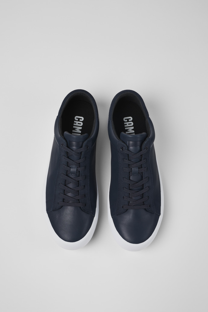 Overhead view of Andratx Blue leather and nubuck sneakers for men