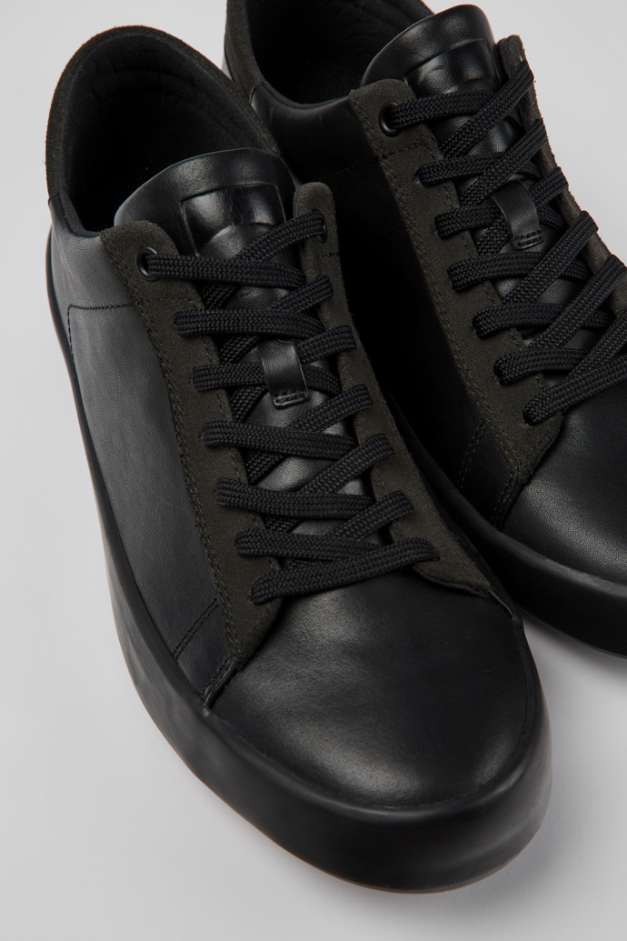 Close-up view of Andratx Black Leather/Nubuck Sneaker for Men