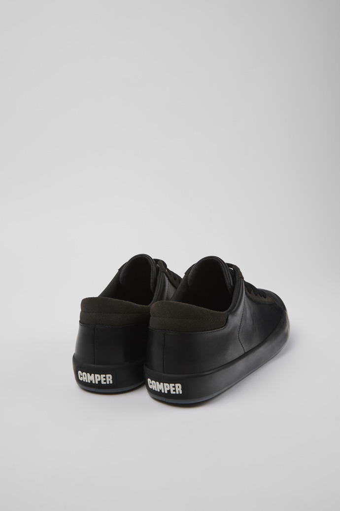 Back view of Andratx Black Leather/Nubuck Sneaker for Men