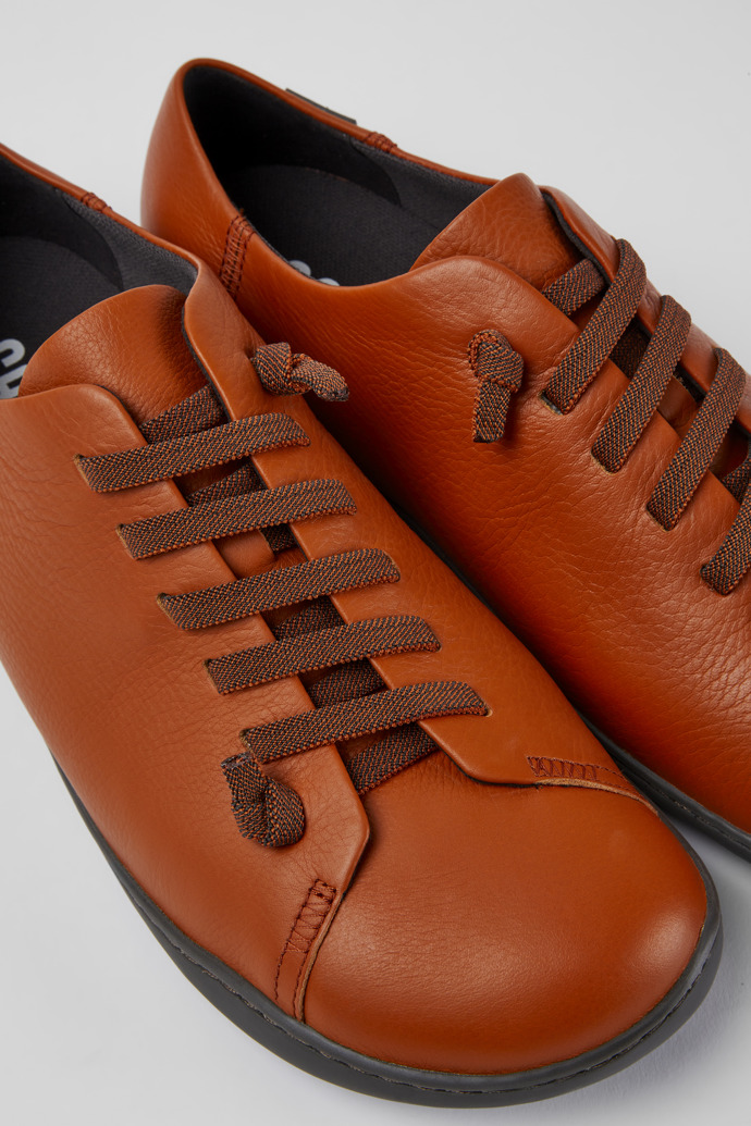 Close-up view of Peu Brwon leather shoes for men