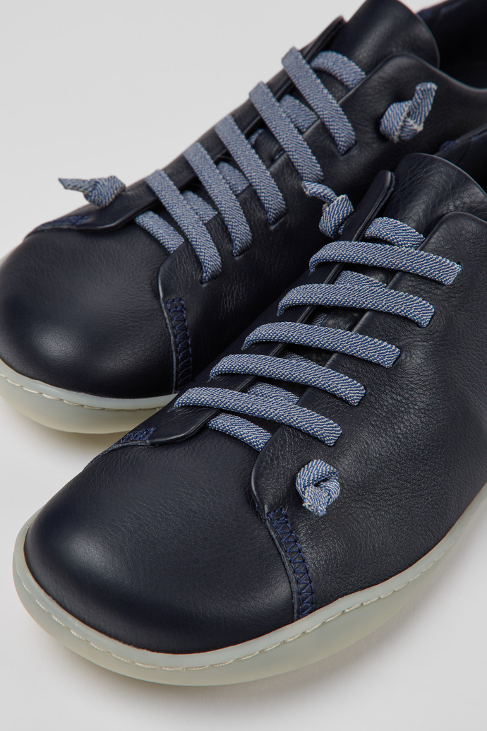 Close-up view of Peu Blue leather shoes for men