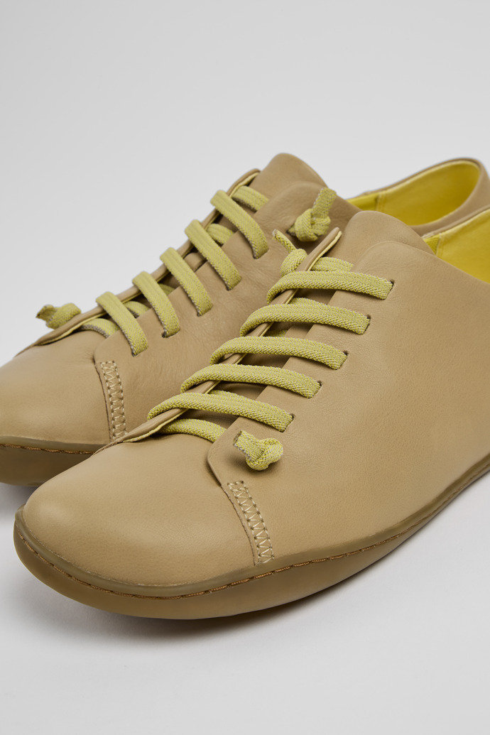 Close-up view of Peu Beige leather shoes for men