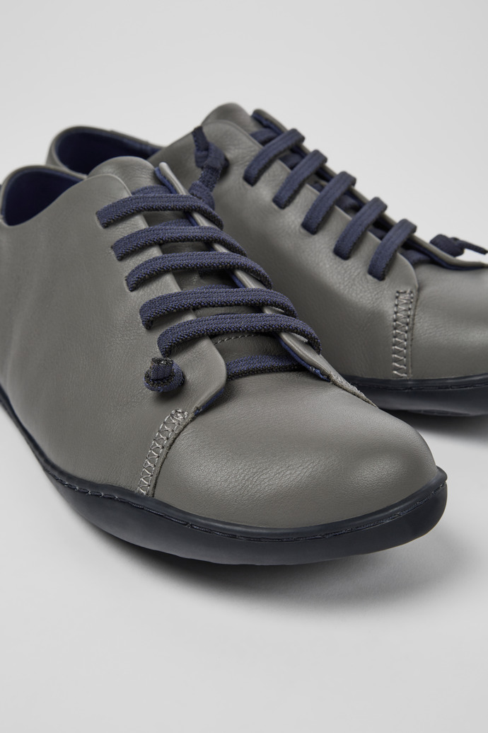 Close-up view of Peu Gray leather shoes for men