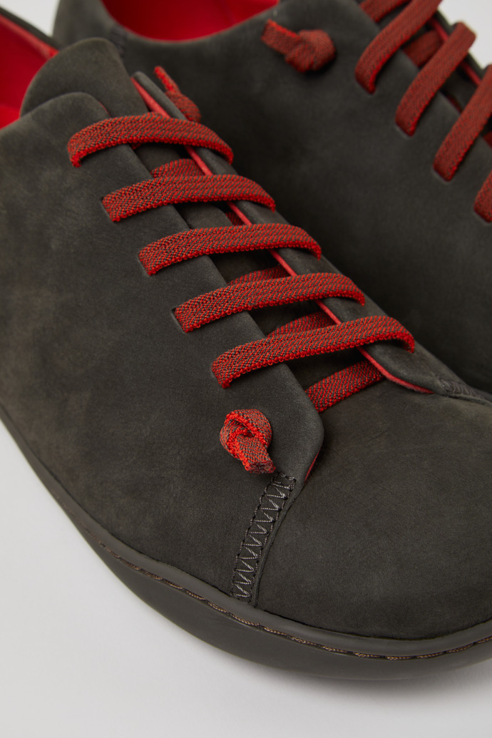 Close-up view of Peu Gray leather shoes for men