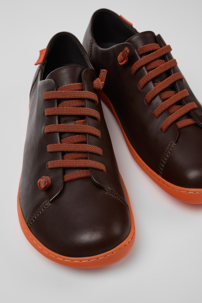 Close-up view of Peu Brown leather shoes for men