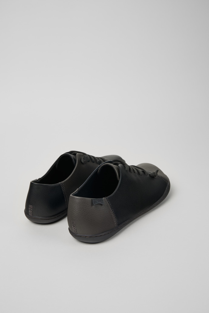 Back view of Twins Black-gray leather shoes for men