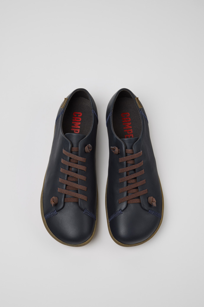 มุมมองด้านบนของ Peu Blue Leather Men's Shoes.