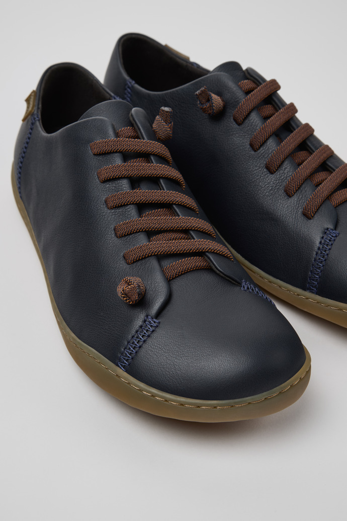 Close-up view of Peu Blue Leather Men's Shoes.