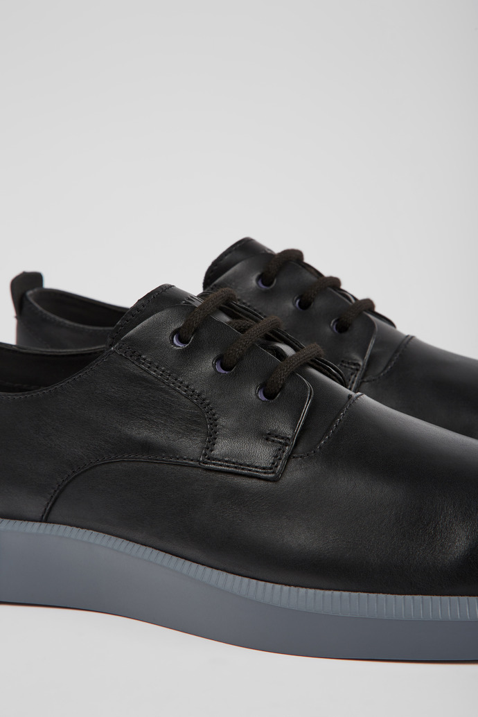 Close-up view of Bill Men’s black shoes with laces