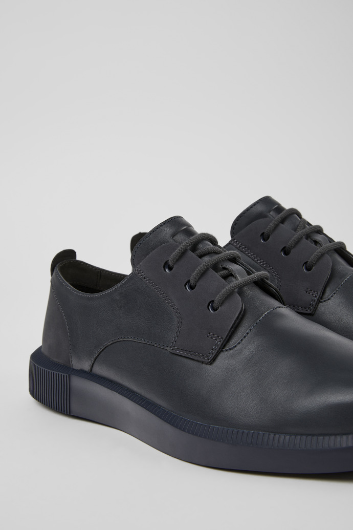 Close-up view of Bill Dark gray leather and nubuck shoes for men