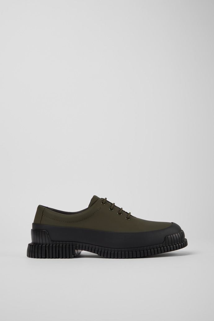 Side view of Pix Smart green lace up shoe for men